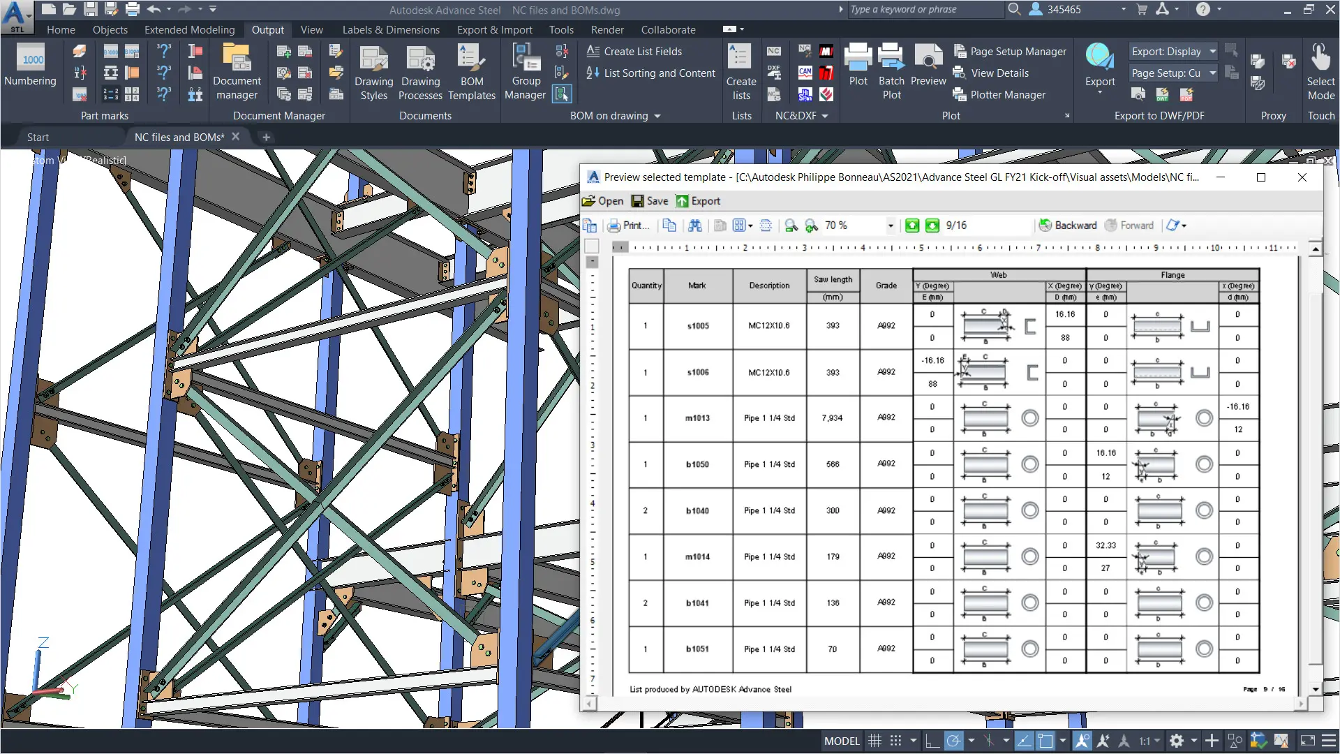 Automated tools in Autodesk Advance Steel 2027 creating accurate drawings