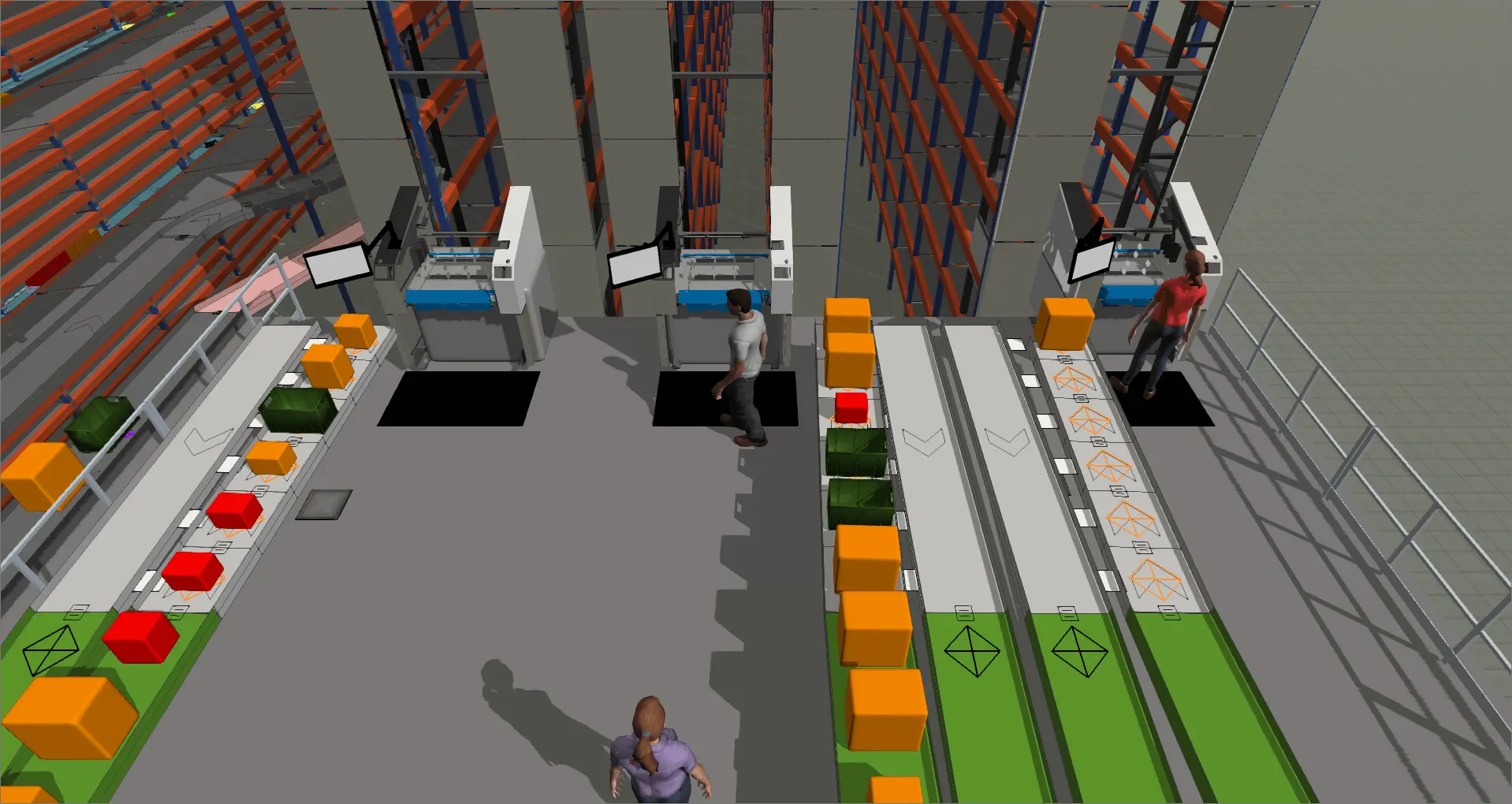 Autodesk Flexsim - Simulation of automated packing stations with operators