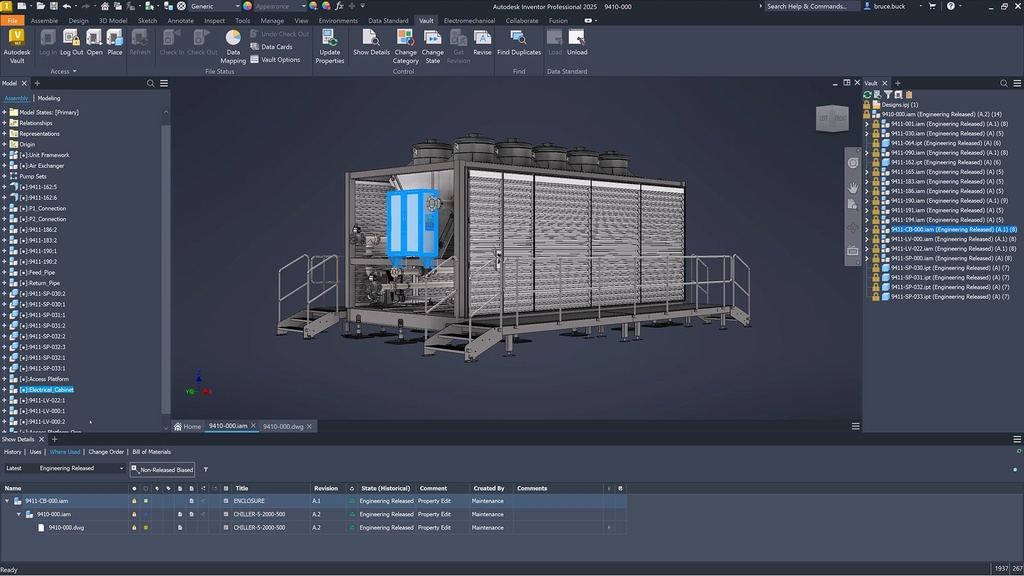 Autodesk Vault Professional 2027 interface showcasing design and engineering data management