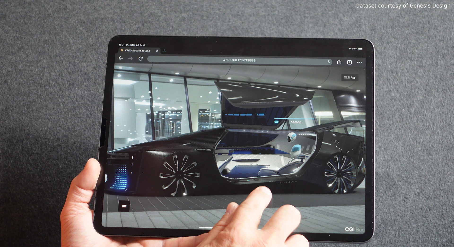 Autodesk VRED 2027 software interface showcasing 3D visualization and rendering tools