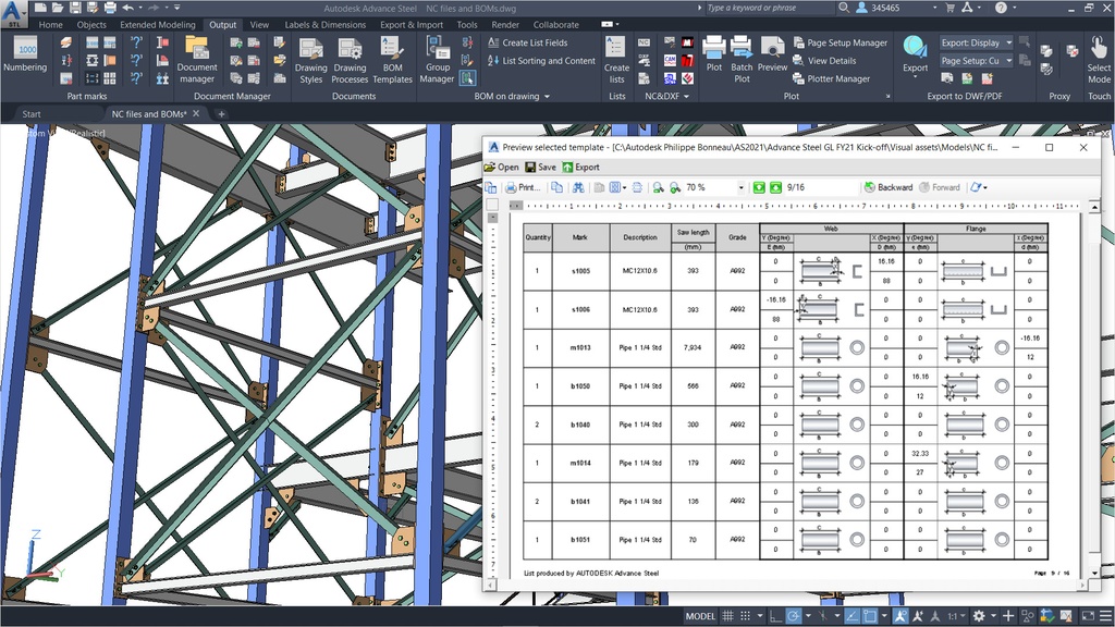 Automated tools in Autodesk Advance Steel 2027 creating accurate drawings