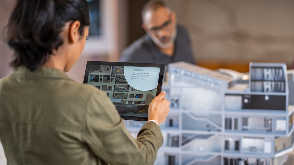 Tablet displaying architectural model with APS
