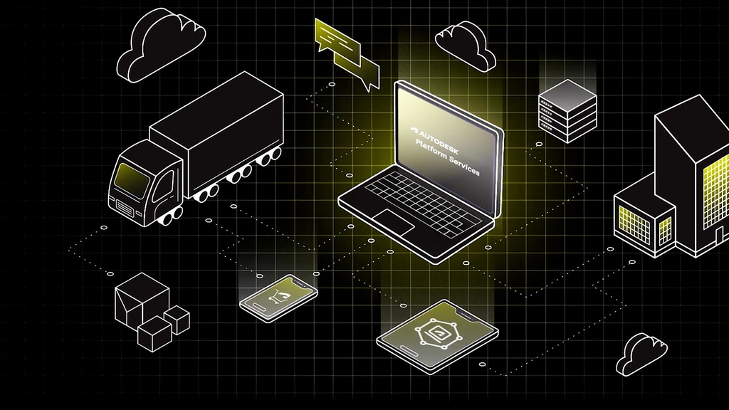 Digital illustration of Autodesk cloud services