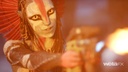 Character with tribal paint aiming a weapon