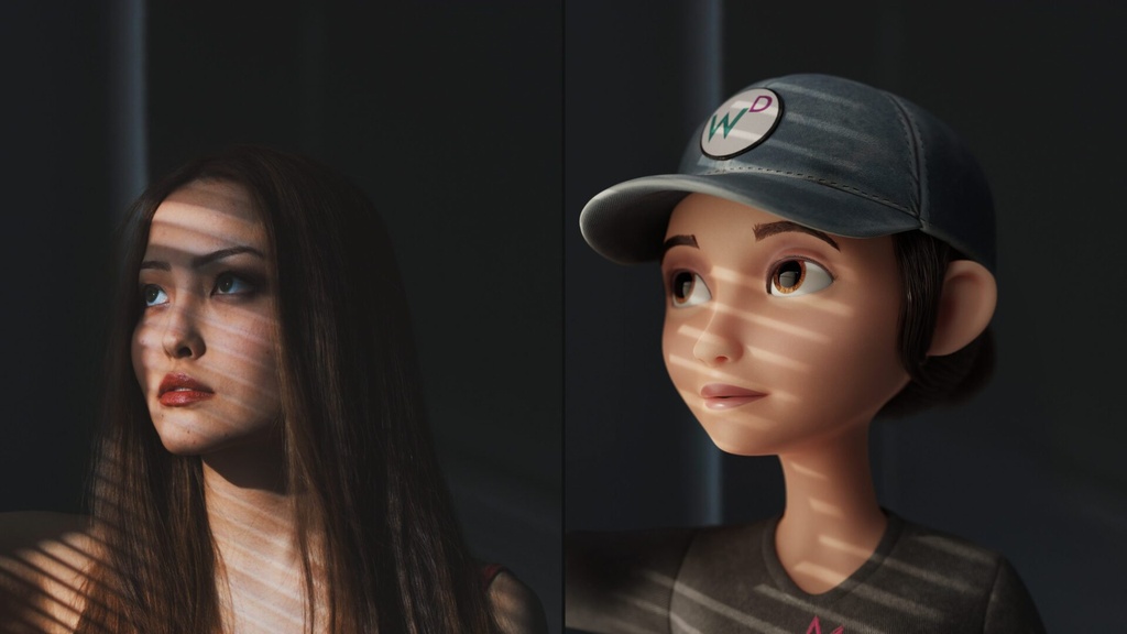 Comparison of real and animated character faces
