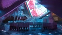 Futuristic architectural design with neon lighting