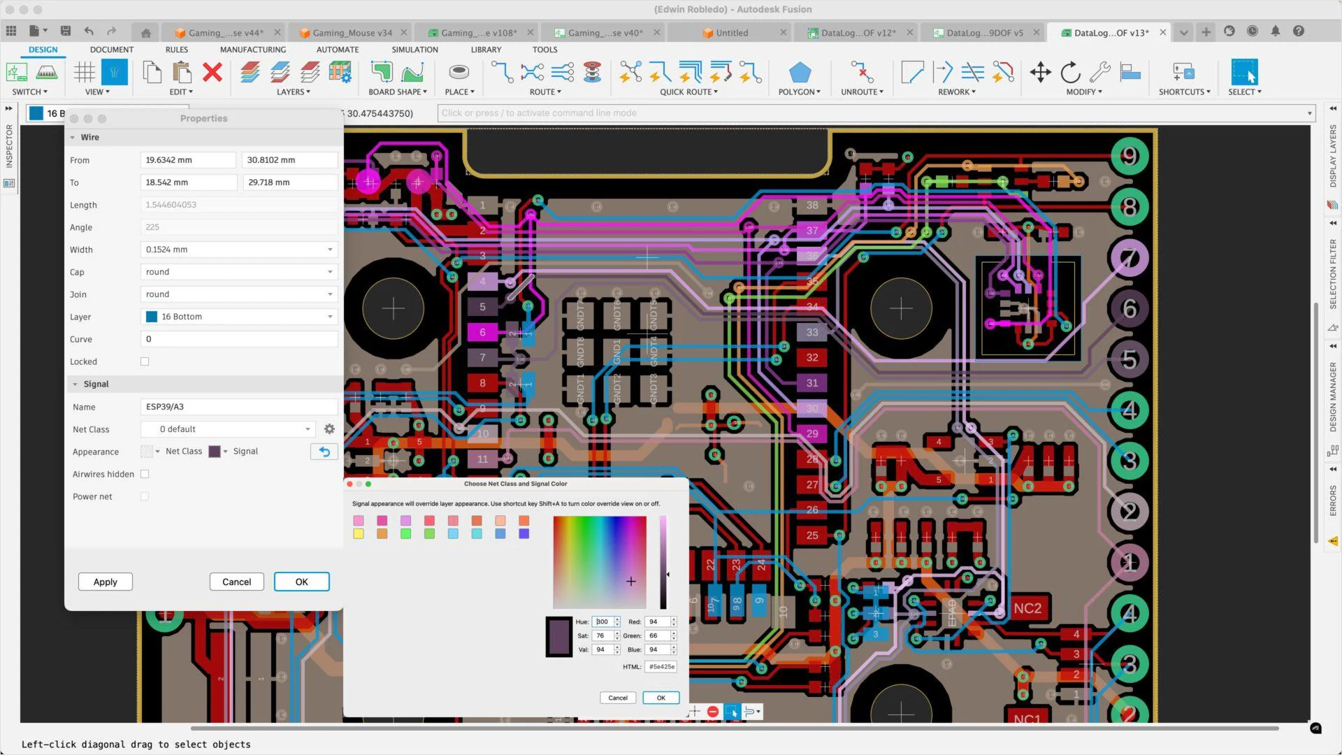 Colour selection for PCB design in EAGLE Premium
