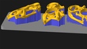 Autodesk Fusion with Netfabb - Yellow 3D models with support structures on a plate