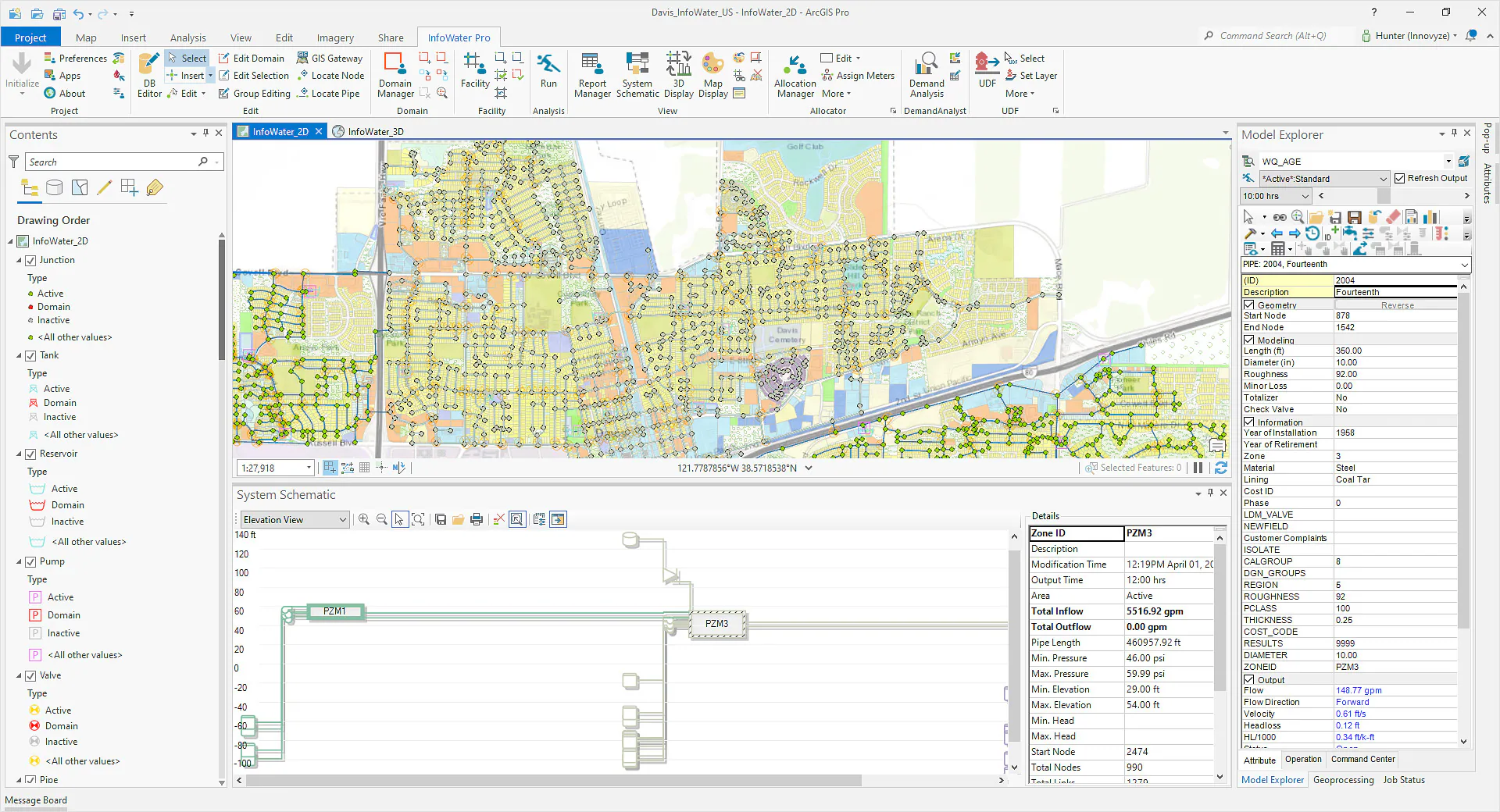 Autodesk Infowater Pro software overview image showcasing advanced water infrastructure management features